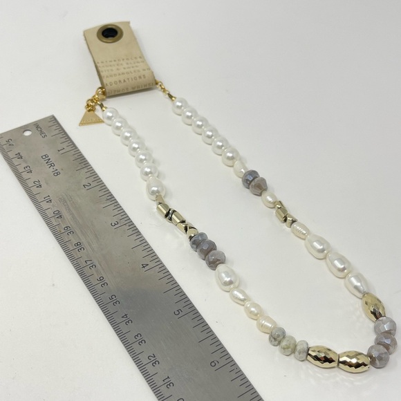 New Anthropologie x Serefina Beaded Pearl Gray Stone Necklace - Picture 5 of 5